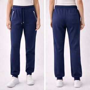 Blue Ice NWT Fleece Lined Jogger Sweatpants Navy Zip Pockets Loose Fit Large